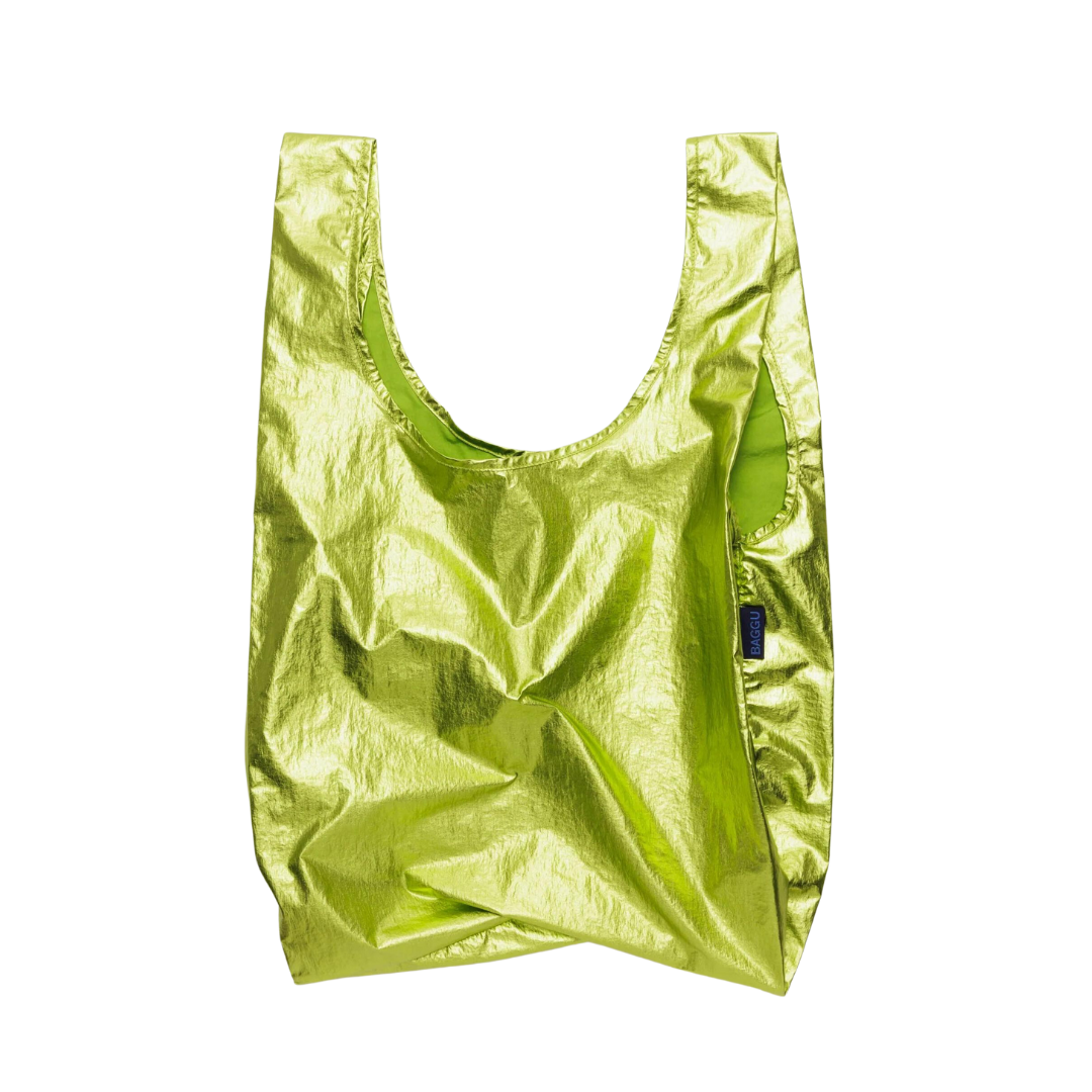 Baggu Pleated Bag — Chrome Metallic