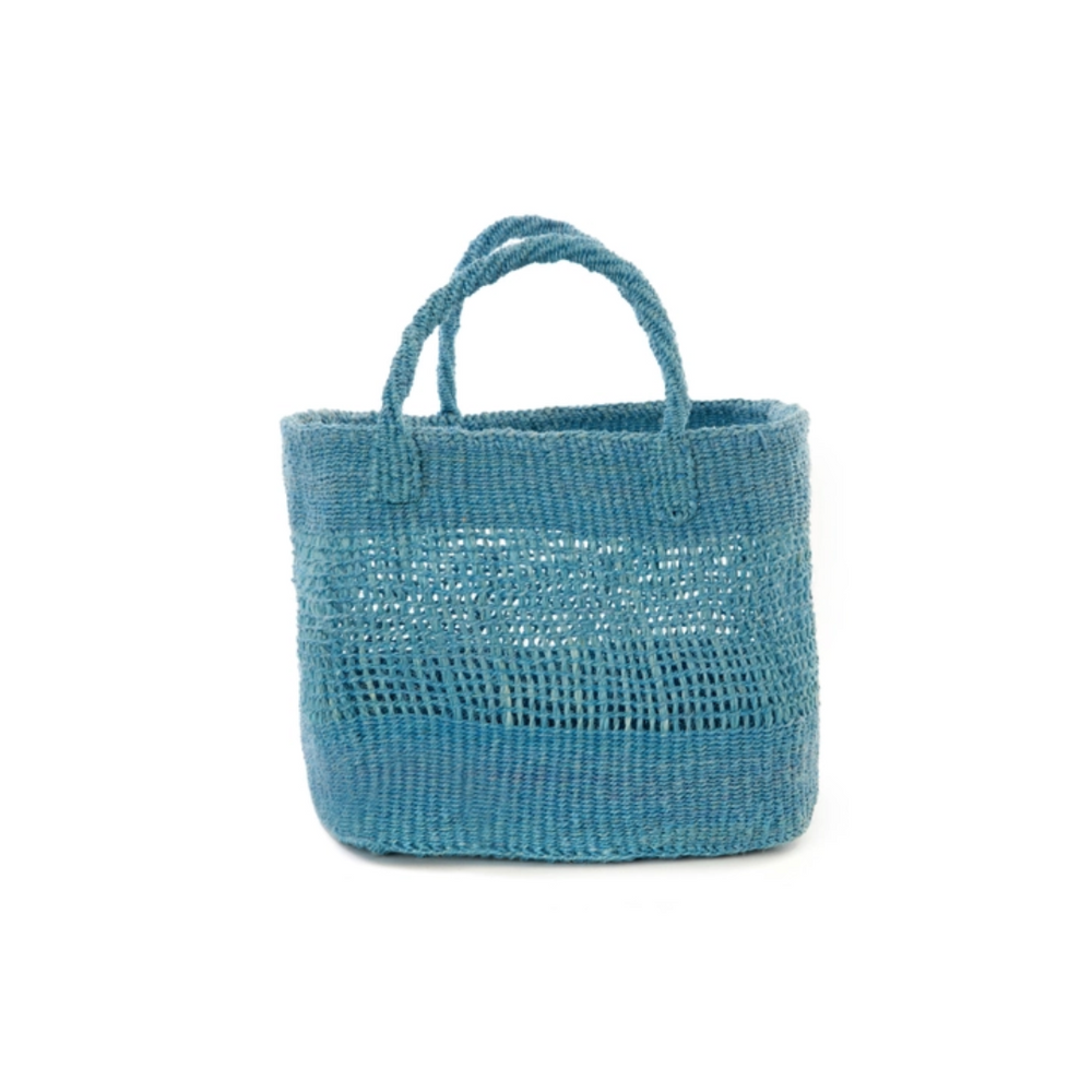 Blue Lace Weave Sisal Basket