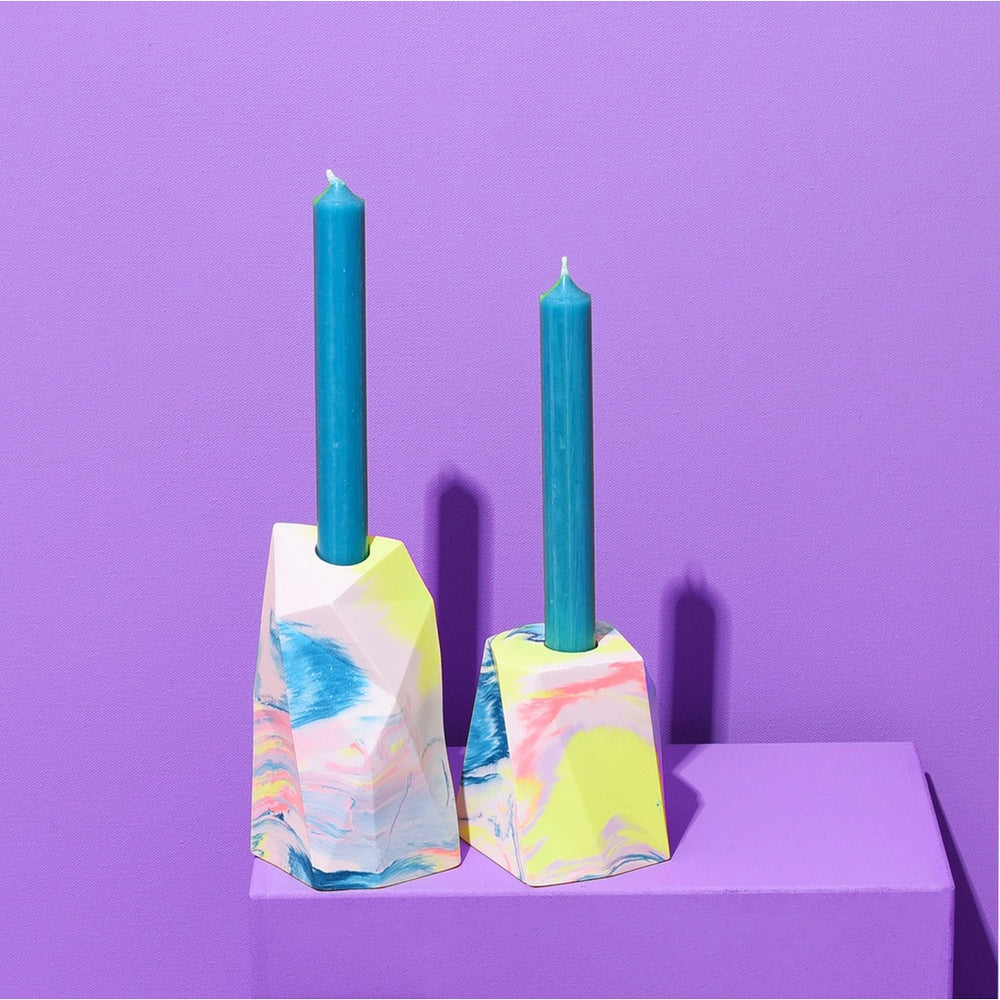 Neon Marbled Candle Holder